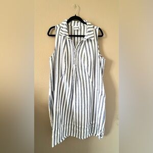 Meri Skye Linen Blend Striped Shirt Dress